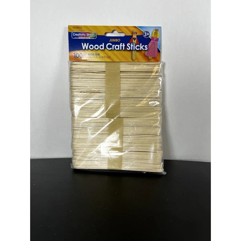 Jumbo Natural Wood Craft Sticks | 100 Pack | Creativity Street | DIY Crafts  NEW